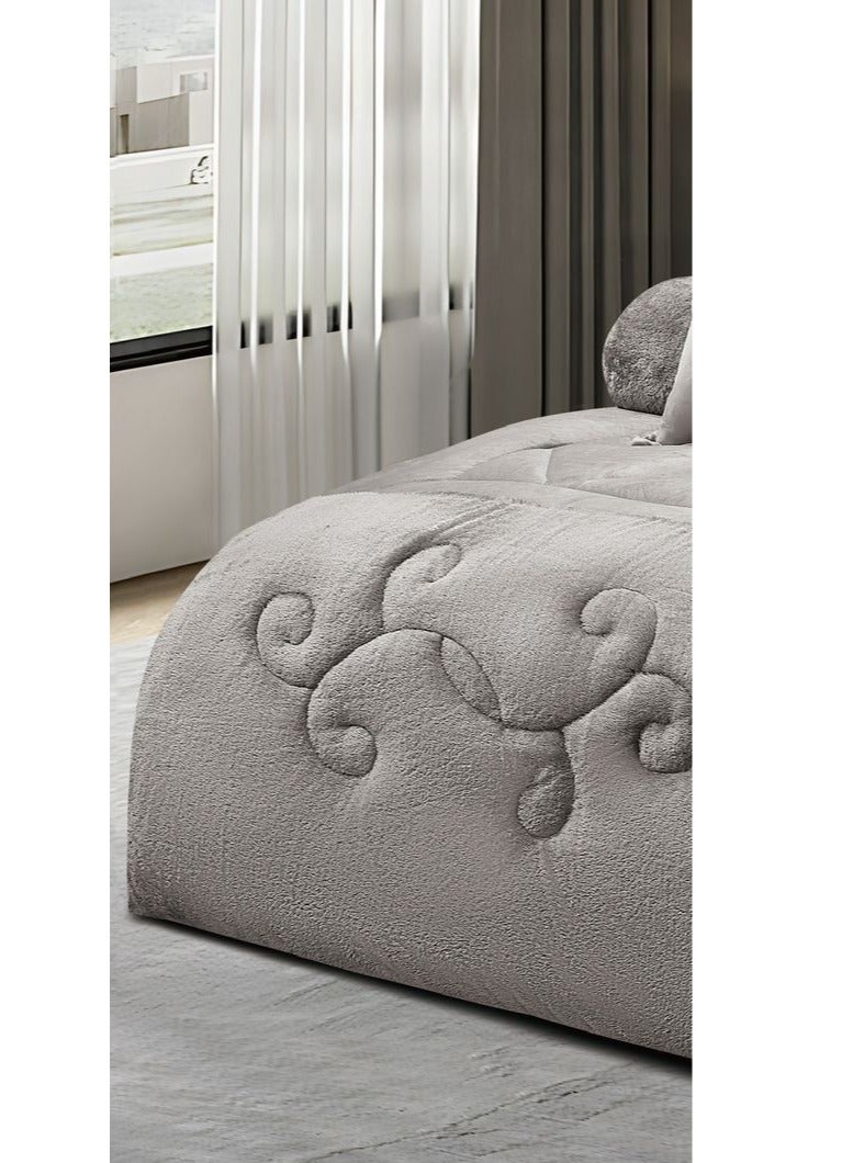مينجلي مفرش سرير نفرين مخمل شتوي فخم بتصميم انيق وخامة تمنحك الدفئ والراحة 6 قطع، مقاس اللحاف 240x220 سم - Image 2