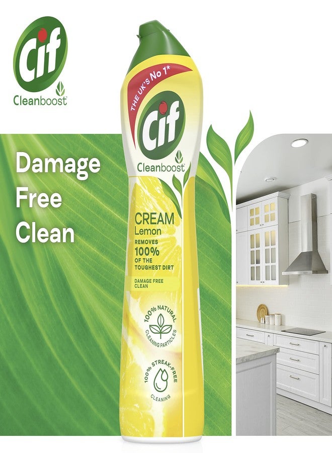 سى اى اف منظف سيف ليمون متعدد الاستخدامات للأسطح، بتركيبة كريمية تحتوي على جزيئات تنظيف طبيعية 100%، يزيل أصعب الأوساخ بنسبة 100%، 500 مل - Image 4