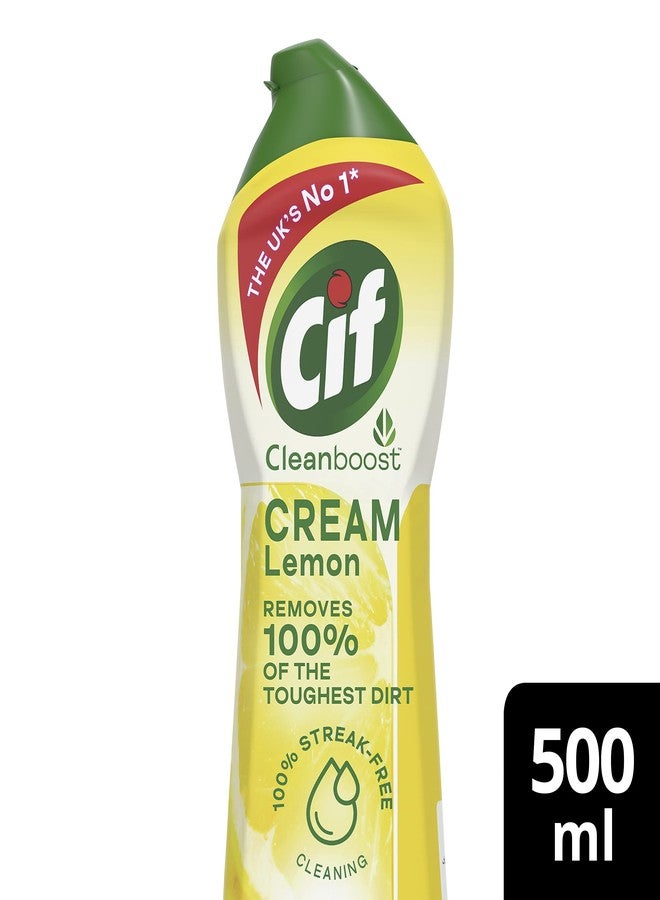 سى اى اف منظف سيف ليمون متعدد الاستخدامات للأسطح، بتركيبة كريمية تحتوي على جزيئات تنظيف طبيعية 100%، يزيل أصعب الأوساخ بنسبة 100%، 500 مل - Image 2