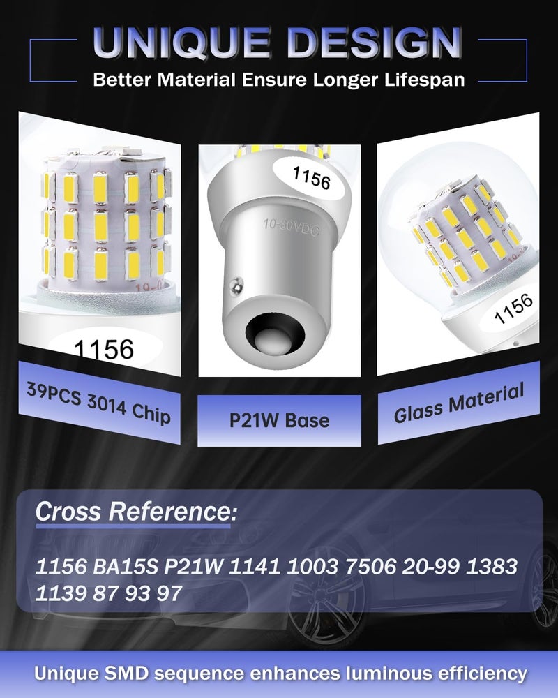 Alopee 1156 LED Bulb - Super Bright White - Image 3