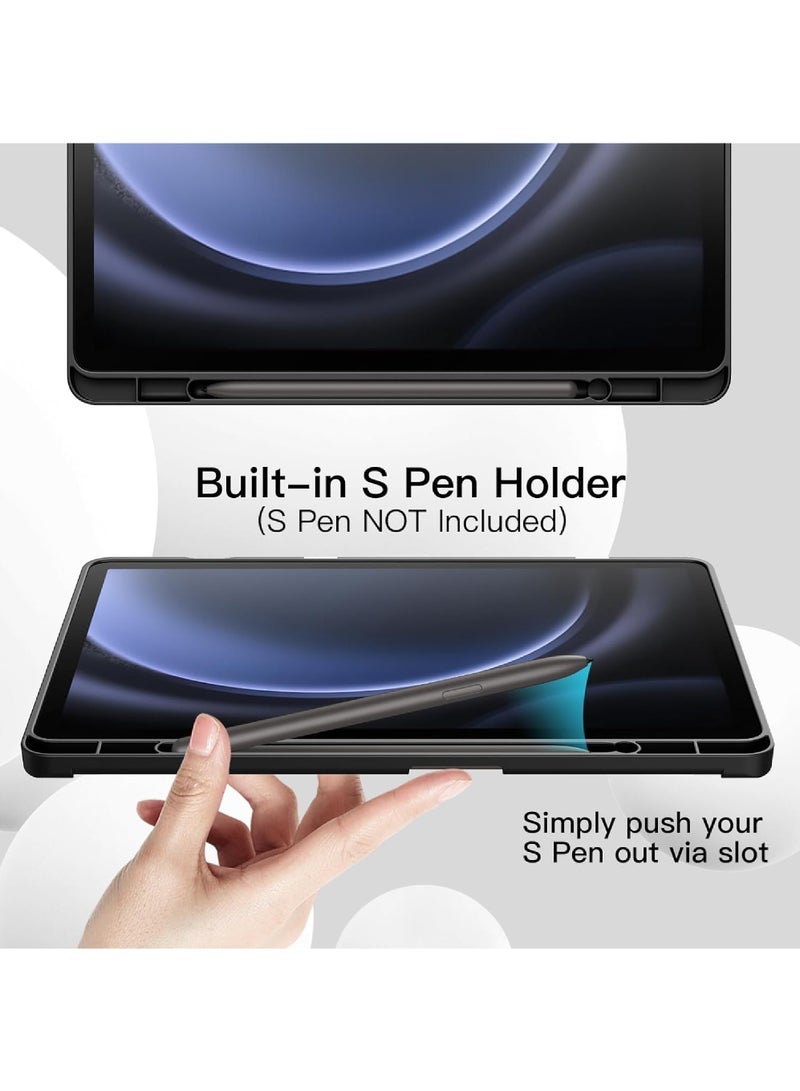 DUSALA for Samsung Galaxy Tab S9 FE+ Plus/Galaxy Tab S9+ Plus 12.4 Inch 2023 with S Pen Holder Soft TPU Tri-Fold Stand Protective Tablet Cover Support S Pen Charging Auto Wake/Sleep - Image 3
