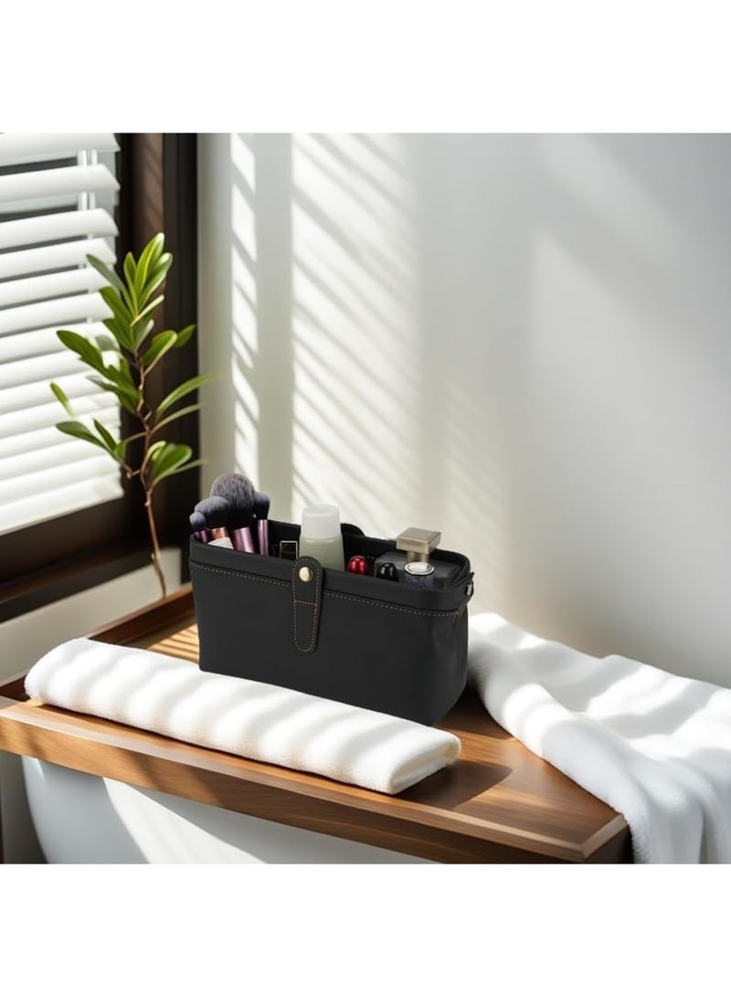 SYOSI Personalized Leather Toiletry Bag, Travel Dopp Kit with Durable Hardware Clip Closure, Small Waterproof Top Grain Leather Cosmetic Shaving Bag, Compact Travel Organizer for Business and Short Trips - Image 2