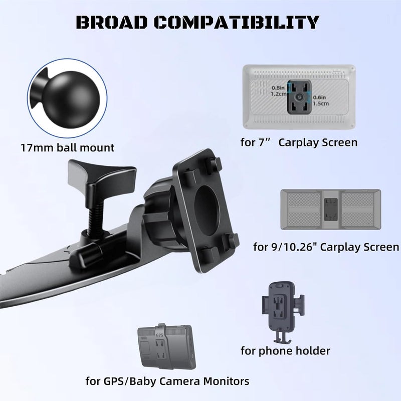 Epronic CD Slot 17mm Ball Adapter GPS Mount for Carplay Screen, 4-Button Lock Compatible with 7-10.26 Inch Portable Monitor Cell Phone Backup Camera Car Auto Stereo GPS - Image 2