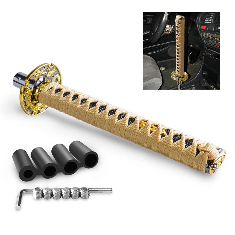 WENJTP Katana Samurai Sword Shift Knob Shifter Katana Universal Fit for Manual Cars with Adapters Gold Black26cm - Image 2