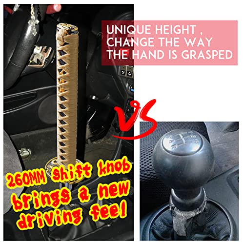 WENJTP Katana Samurai Sword Shift Knob Shifter Katana Universal Fit for Manual Cars with Adapters Gold Black26cm - Image 5