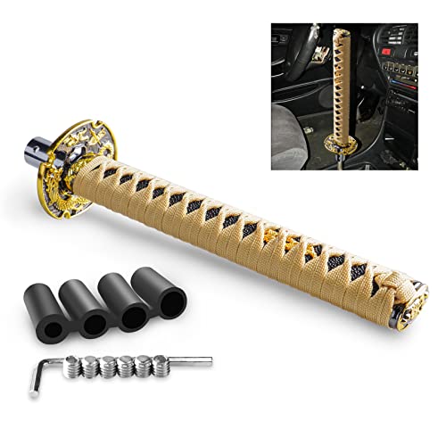 WENJTP Katana Samurai Sword Shift Knob Shifter Katana Universal Fit for Manual Cars with Adapters Gold Black26cm - Image 1