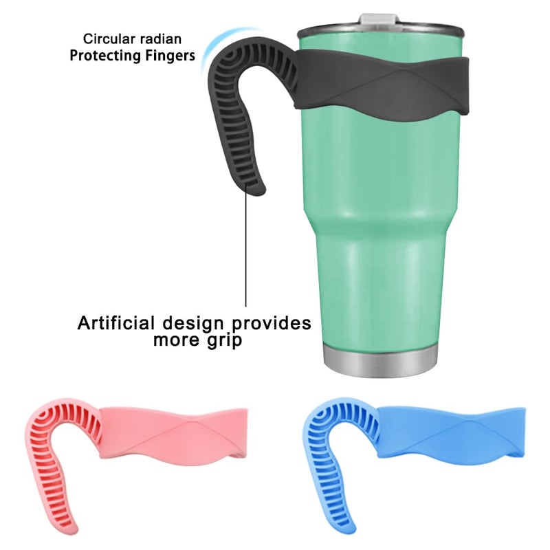 YuCool 3 Pack 20oz Tumbler Handles,Mug Handle or Cup Holder Replacement-Black,Pink,Blue - Image 4