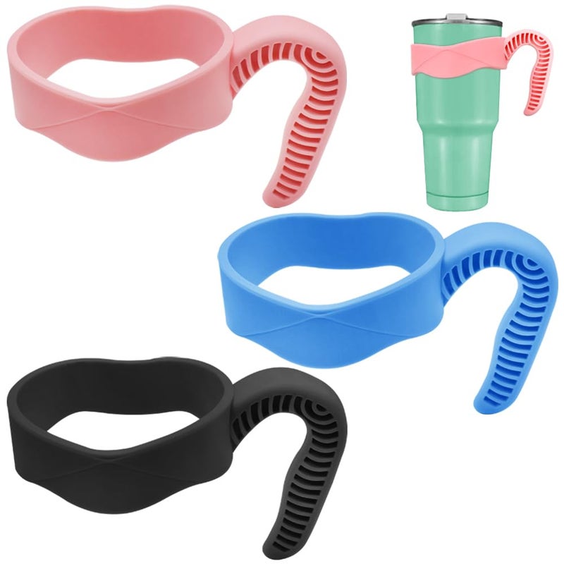 YuCool 3 Pack 20oz Tumbler Handles,Mug Handle or Cup Holder Replacement-Black,Pink,Blue - Image 1