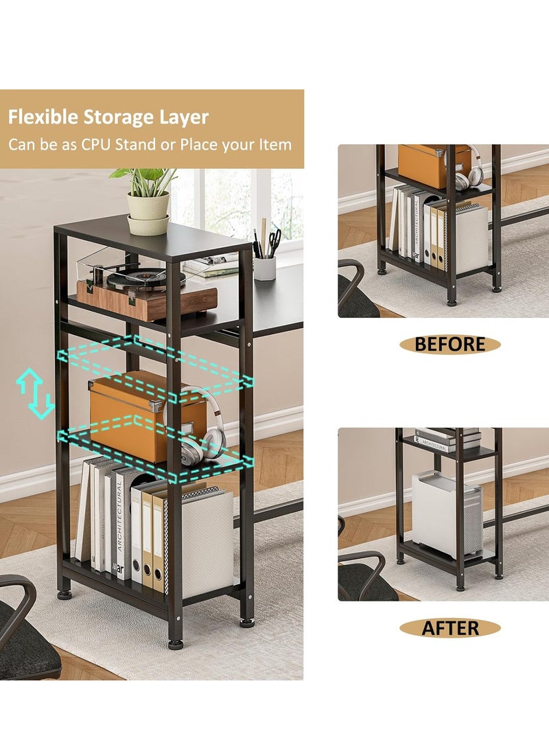 ZUIHAO L Shaped Gaming Desk, Computer Desk with Storage Bookshelves, Reversible Computer Desk,Long Work Desk Black - Image 5