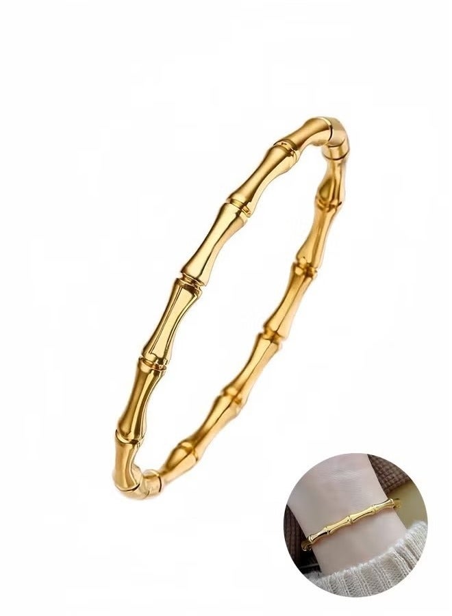 Gold bracelet for women, bamboo knot bracelets for women gold plated stainless steel bracelet for women, women's wrap bracelet, gifts for women - Image 1