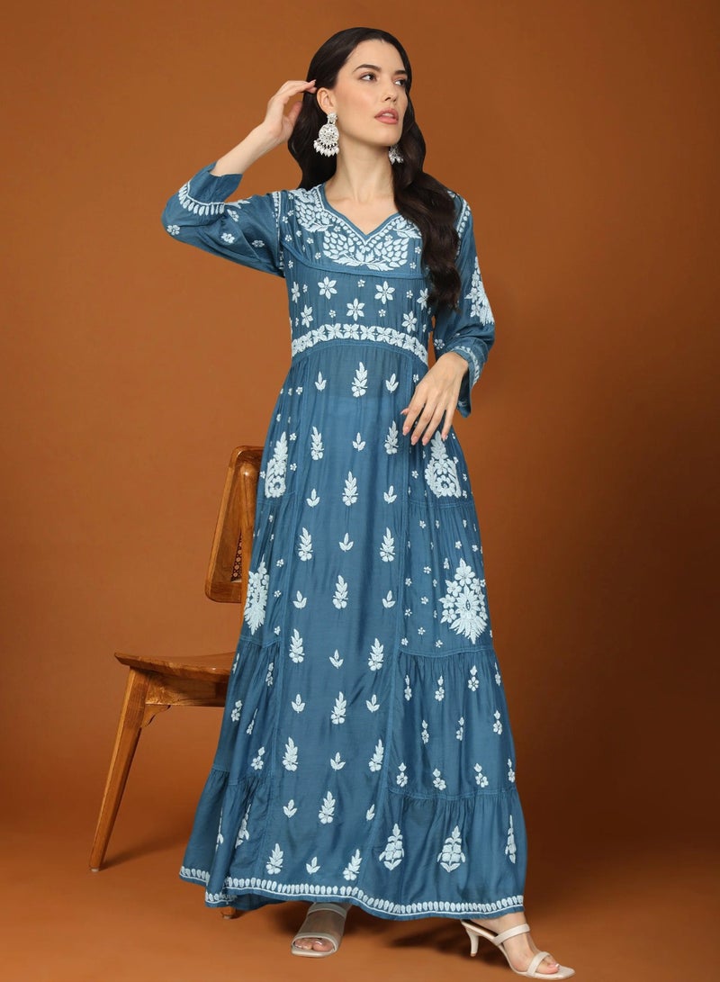 الايا جلابيات نسائية مطرزة يدوياً بالتشيكانكاري من الموسلين - Image 1