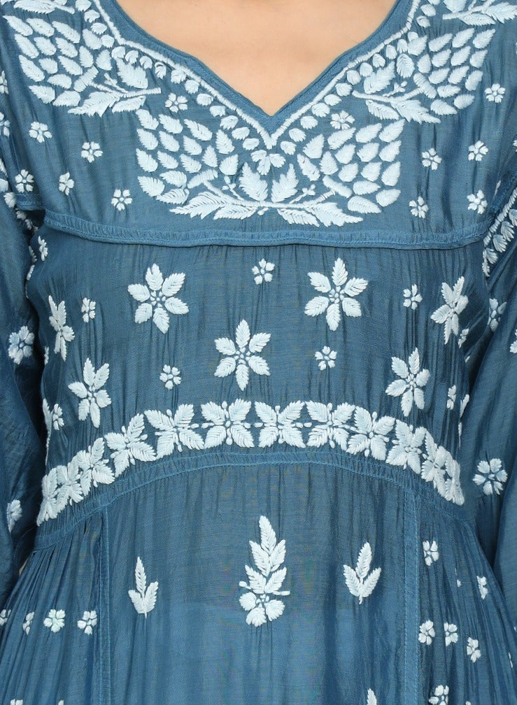 الايا جلابيات نسائية مطرزة يدوياً بالتشيكانكاري من الموسلين - Image 5