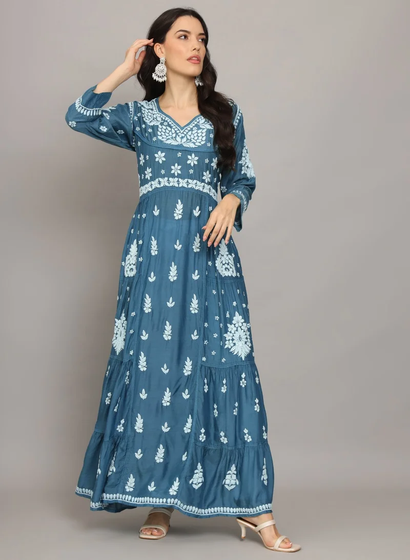 Alaya Women Hand Embroidered Chikankari Muslin Jalabiyas-AL4044