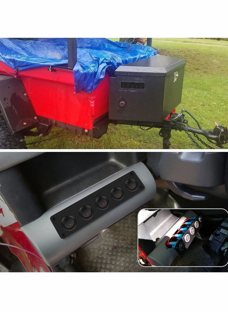 Excefore لوحة مفاتيح 5 عصابة 3 دبابيس مقاومة للماء تشغيل وإيقاف 12 فولت مفتاح تبديل أحمر للسيارات والشاحنات والقوارب - Image 5