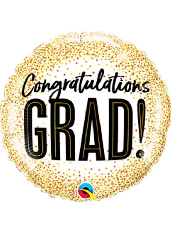 Qualatex 18 Grad Gold Glitter Dots Foil Balloon Multicolor