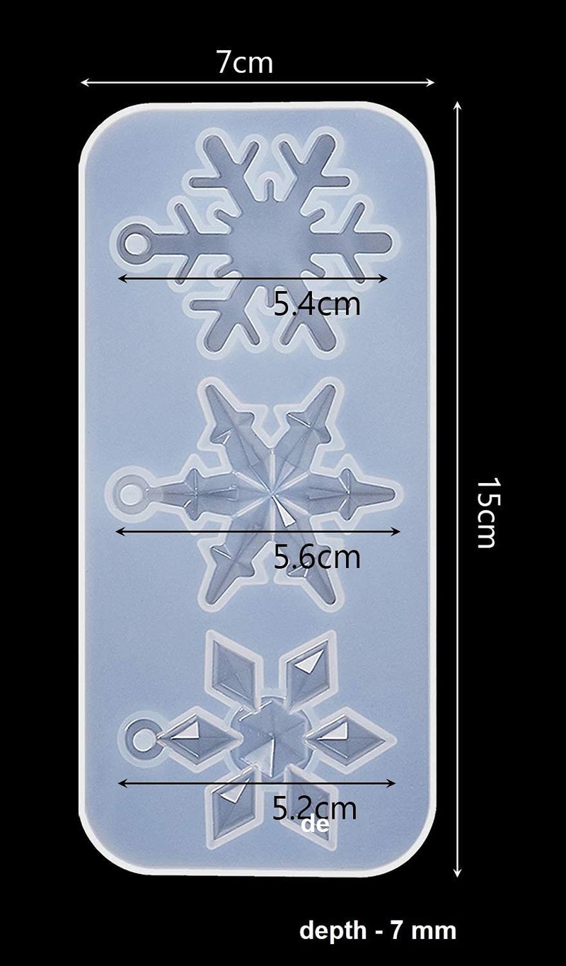 R H LIFESTYLE 1 PCS Snowflake Silicone Pendant Moulds Making Resin Casting (Snowflakes Small Mold - 15 X 7 cm) SM3659 - Image 2