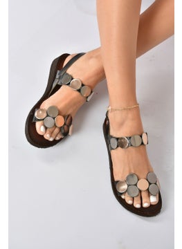 Fox Shoes Black Genuine Leather Women's Sandals K374680603  - Image 1