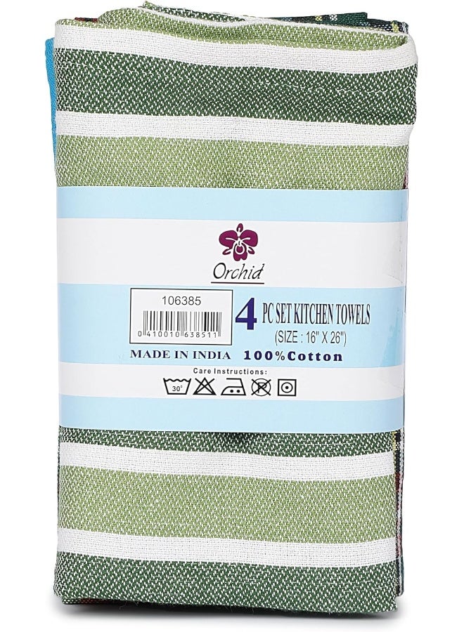 Orchid 4 Pieces Kitchen Towel Set Yd Stripe Towels 100% Cotton Dishcloth Absorbent And Quick Dry Cleaning Towels For Window Kitchen Towels Holiday Spa Bath Towel Gym Beach Towel 40X66Cm 106385 - Image 5