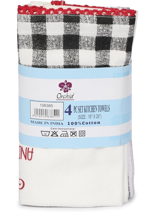 Orchid 4 Pieces Kitchen Towel Set Yd Stripe Towels 100% Cotton Dishcloth Absorbent And Quick Dry Cleaning Towels For Window Kitchen Towels Holiday Spa Bath Towel Gym Beach Towel 40X66Cm 106385 - Image 4
