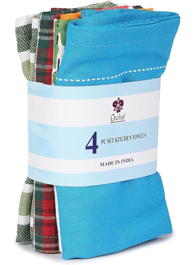 Orchid 4 Pieces Kitchen Towel Set Yd Stripe Towels 100% Cotton Dishcloth Absorbent And Quick Dry Cleaning Towels For Window Kitchen Towels Holiday Spa Bath Towel Gym Beach Towel 40X66Cm 106385 - Image 2