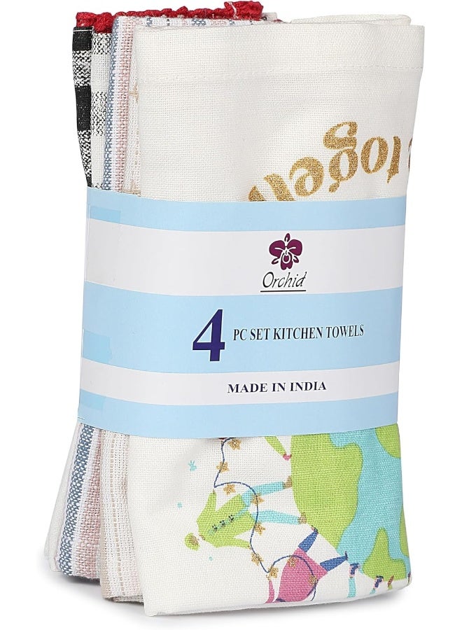 Orchid 4 Pieces Kitchen Towel Set Yd Stripe Towels 100% Cotton Dishcloth Absorbent And Quick Dry Cleaning Towels For Window Kitchen Towels Holiday Spa Bath Towel Gym Beach Towel 40X66Cm 106385 - Image 3