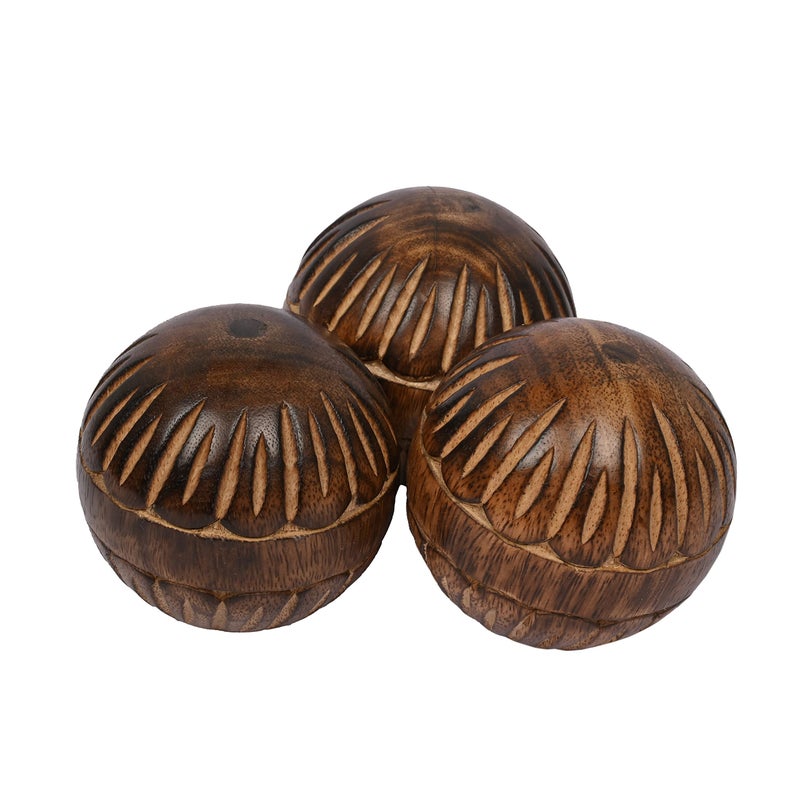 EDHAS Decorative Mango Wood Round Balls Set of 3 for Centerpiece or Individual Use Ideal for Use in Tray Bowl or Basket Decor
