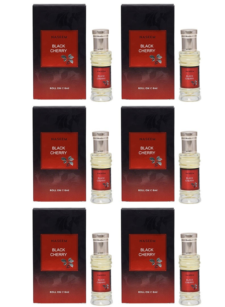 Black Cherry Perfume Oil Roll-On for Men & Women - 6ml (Pack of 6)