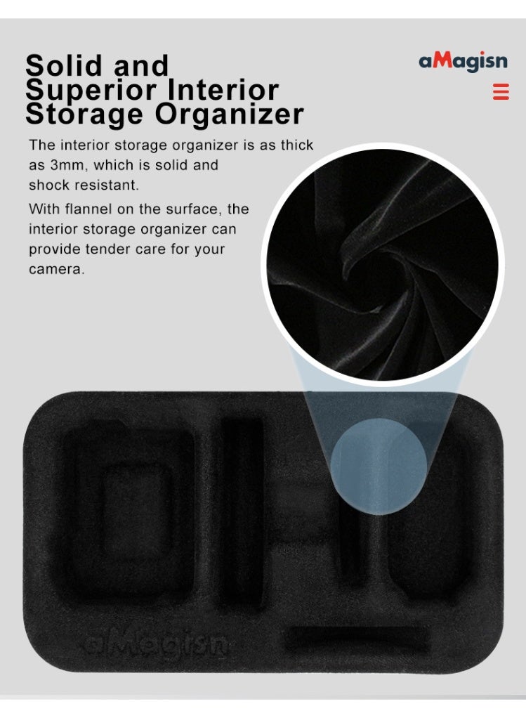 aMagisn حقيبة تخزين صغيرة لـ Insta360 GO3 / GO3S – غلاف صلب مقاوم للصدمات، بطانة قابلة للإزالة، مقاومة للماء، مناسبة لـ GoPro وX3 وONE RS، بحمل باليد أو الكتف（أبيض） - Image 4