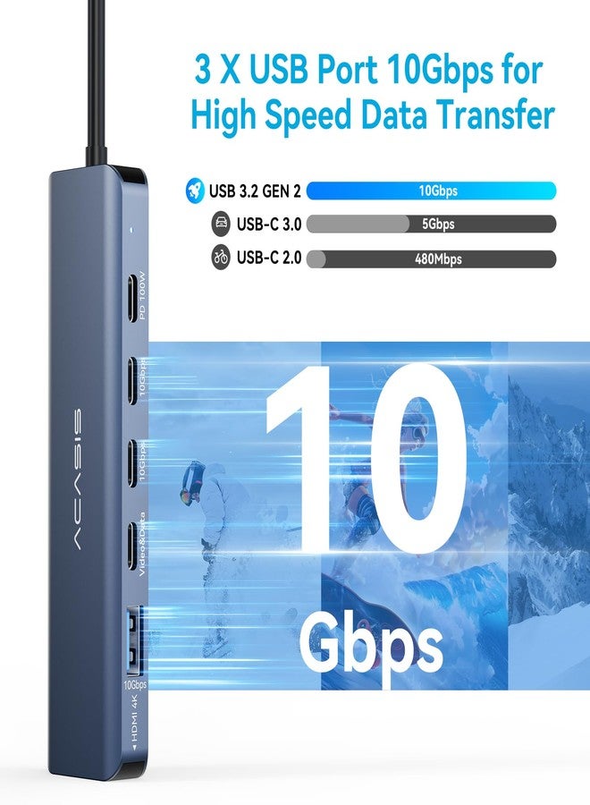 ACASIS USB C Docking Station Dual Monitor 4K@60Hz,USB C Hub 10Gbps with 1 HDMI,1 USB C Video Output,3 USB 10Gbps,100W PD, USB to USB C Multiport Adapter Splitter for Portable Monitor, Windows, Mac OS - Image 4