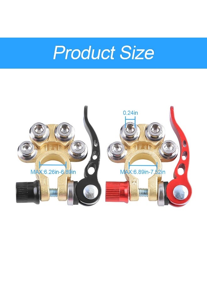 FDTY Battery Terminal Clamp Connectors, 2 Pcs 4 Way Quick Release Disconnect Car Battery Terminal for SAE/JIS Type A Posts, Compatible With Cars, Vans, Trucks and More - Image 2