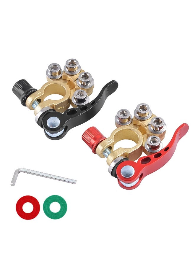FDTY Battery Terminal Clamp Connectors, 2 Pcs 4 Way Quick Release Disconnect Car Battery Terminal for SAE/JIS Type A Posts, Compatible With Cars, Vans, Trucks and More - Image 1