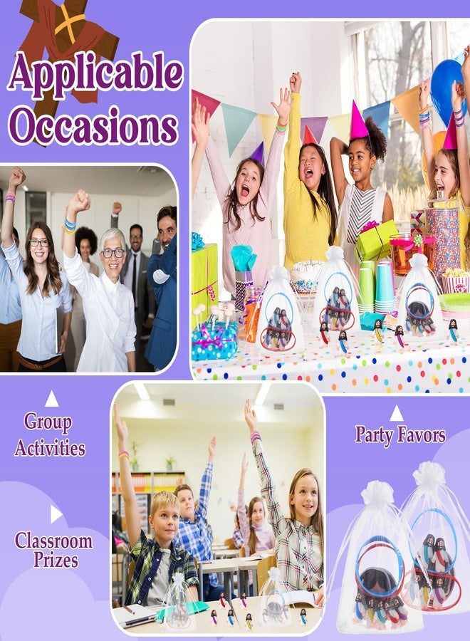 Bememo 25 Sets Christian Religious Gifts Sets Little Jesus Figure Silicone Jesus Loves You Bracelets Inspiring Stickers for Church Party Favors School Baptism Gifts(Multicolored) - Image 3