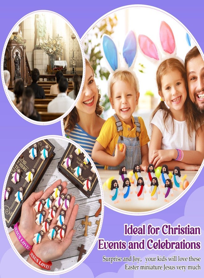 Bememo 25 Sets Christian Religious Gifts Sets Little Jesus Figure Silicone Jesus Loves You Bracelets Inspiring Stickers for Church Party Favors School Baptism Gifts(Multicolored) - Image 5