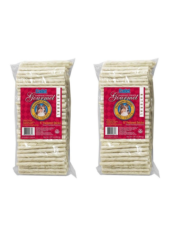 Cadet Cadet 2 Pack of Twisted Sticks, 1.87 Pounds Each, 5 Inch Natural Gourmet Rawhide Treats  - Image 1