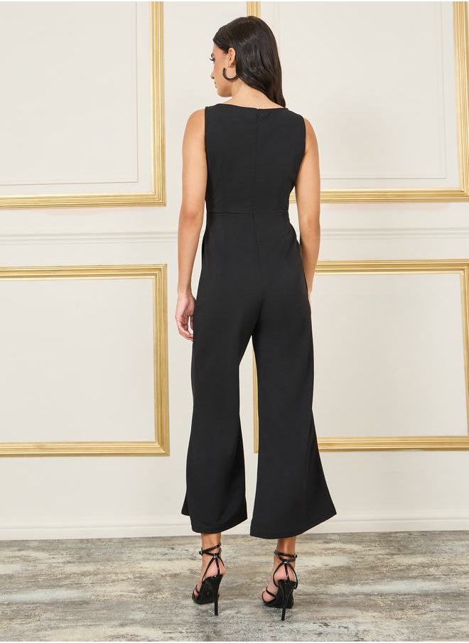 Styli Lace Insert Wide Leg Jumpsuit with Pocket Detail  - Image 4