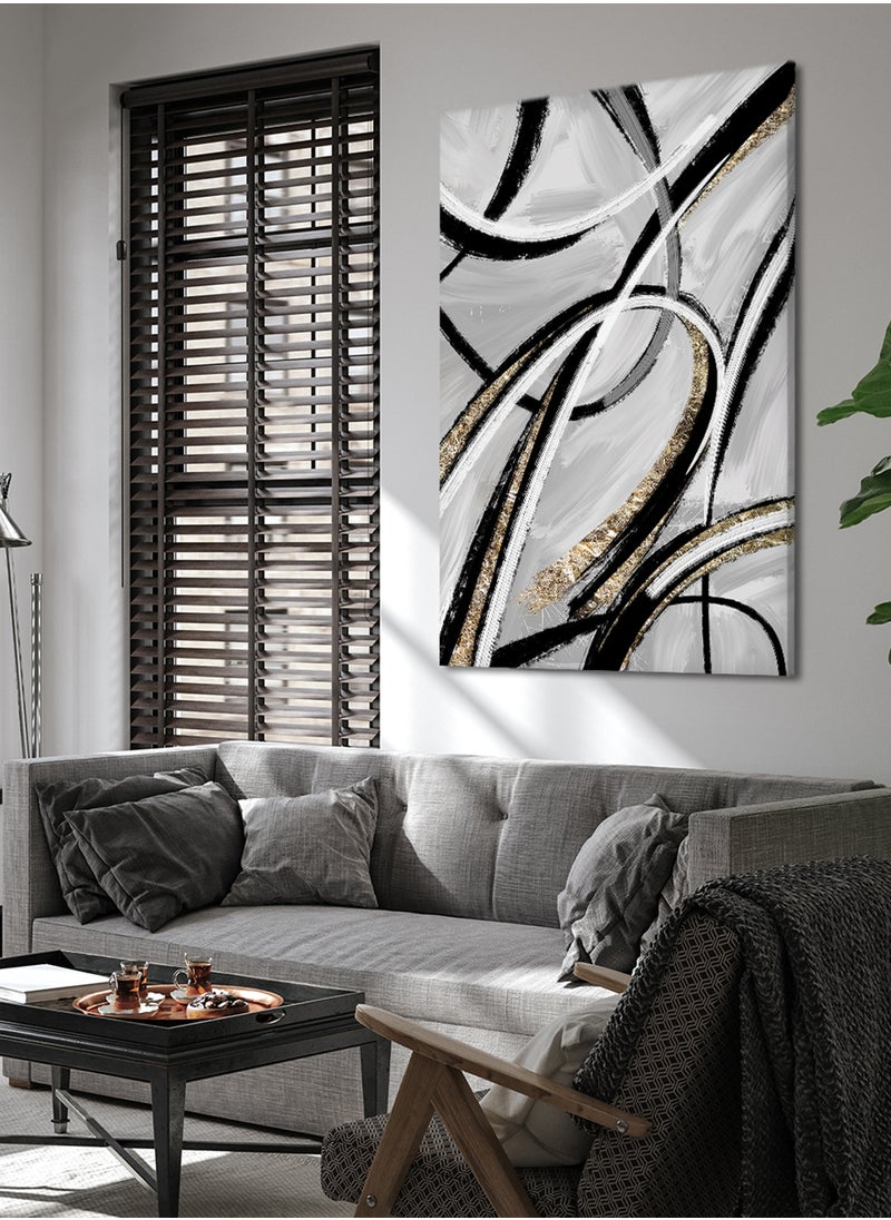 LOWHA - Canvas Wall Art Stretched Over Wooden Frame with Abstract Painting - Image 1