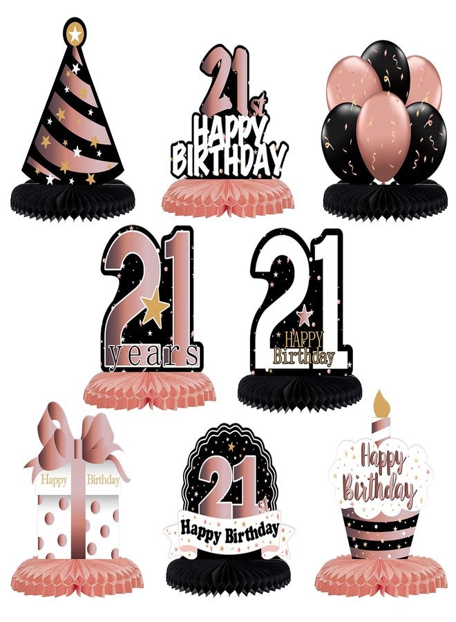 LINGTEER Happy 21st Birthday Rose Gold Table Honeycomb Centerpieces Cheers to 21st Birthday 21 Years Old Party Table Decorations Gift Sign. - Image 2