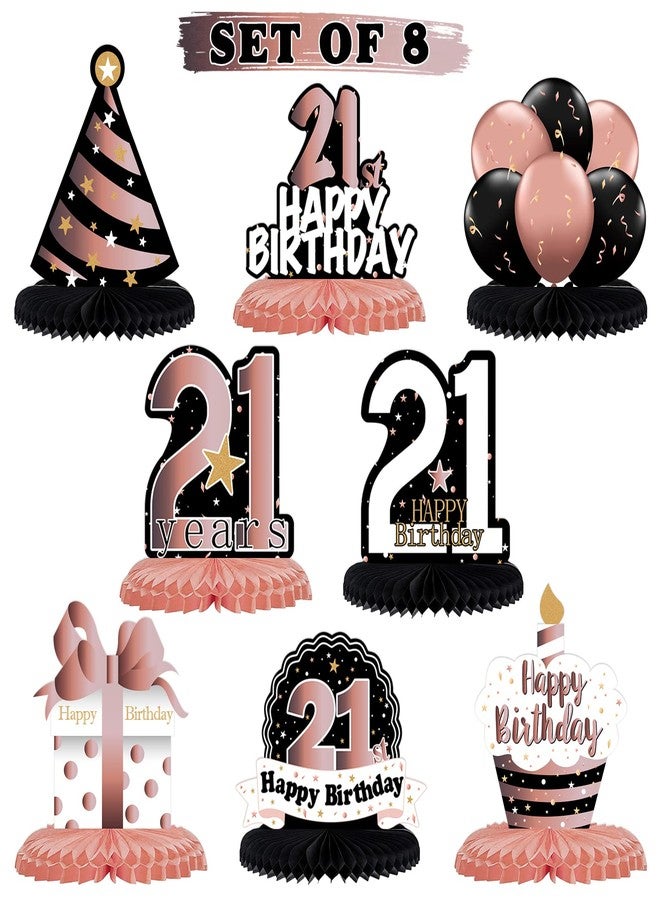 LINGTEER Happy 21st Birthday Rose Gold Table Honeycomb Centerpieces Cheers to 21st Birthday 21 Years Old Party Table Decorations Gift Sign. - Image 1