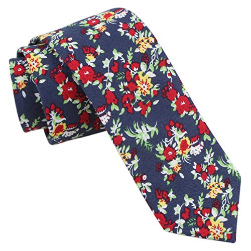 LEVAO-Men's Skinny Tie Floral Cotton Neck Ties for Men CT163 - Image 3