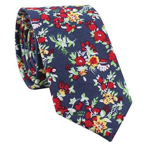 LEVAO-Men's Skinny Tie Floral Cotton Neck Ties for Men CT163 - Image 4