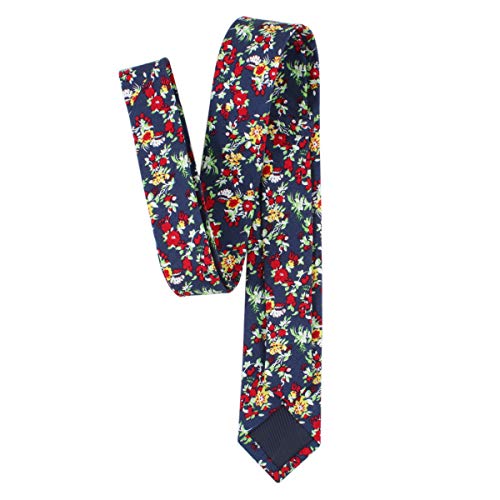 LEVAO-Men's Skinny Tie Floral Cotton Neck Ties for Men CT163 - Image 5