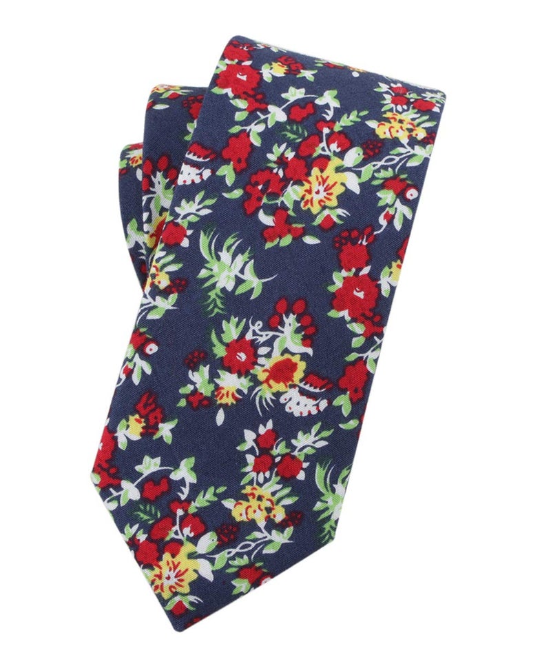 LEVAO-Men's Skinny Tie Floral Cotton Neck Ties for Men CT163 - Image 1