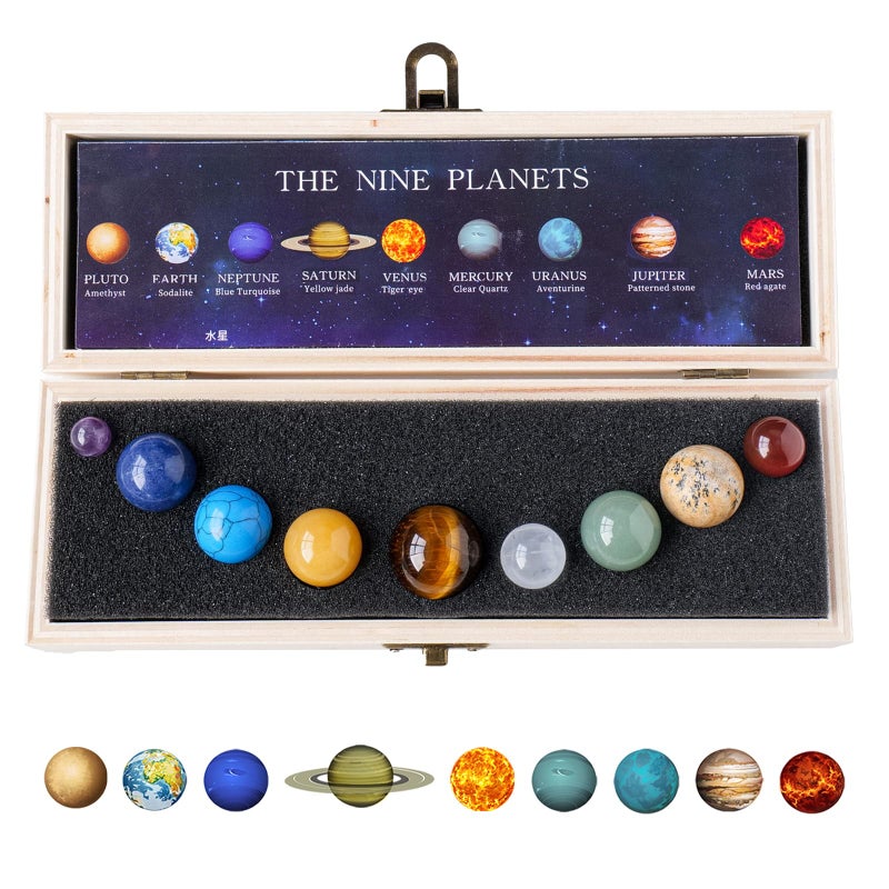 Runyangshi Nine Planets Solar System Model Crystal Ball Natural Crystal Gemstone Marble Space Home Desk Decoration Creative Gifts - Image 2