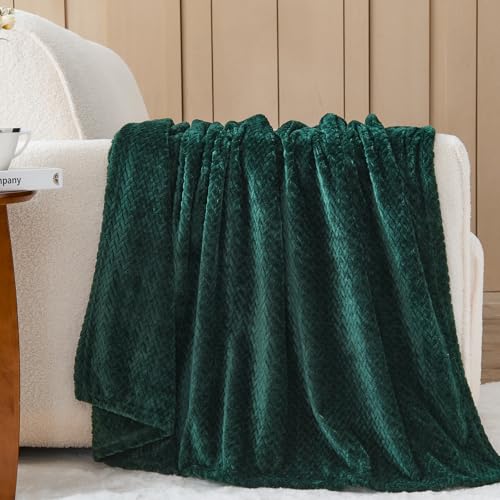 NEWCOSPLAY Super Soft Throw Blanket Forest Green Premium Silky Flannel Fleece Leaves Pattern Lightweight Bed Blanket All Season Use (Forest Green, Throw(50"x60")) - Image 2
