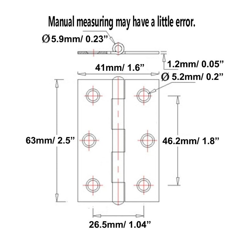Adiyer 10Pcs 304 Stainless Steel 2.5-Inch Folding Butt Hinges Home Furniture Hardware Door Hinges For Case Lid Wooden Jewelry Box Lid (63Mm X 41Mm X 1.2Mm) - Image 2