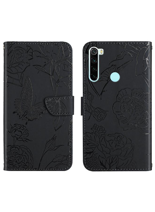The Bros Case For Xiaomi Redmi Note 8T Skin Feel Butterfly Peony Embossed Leather Phone Case