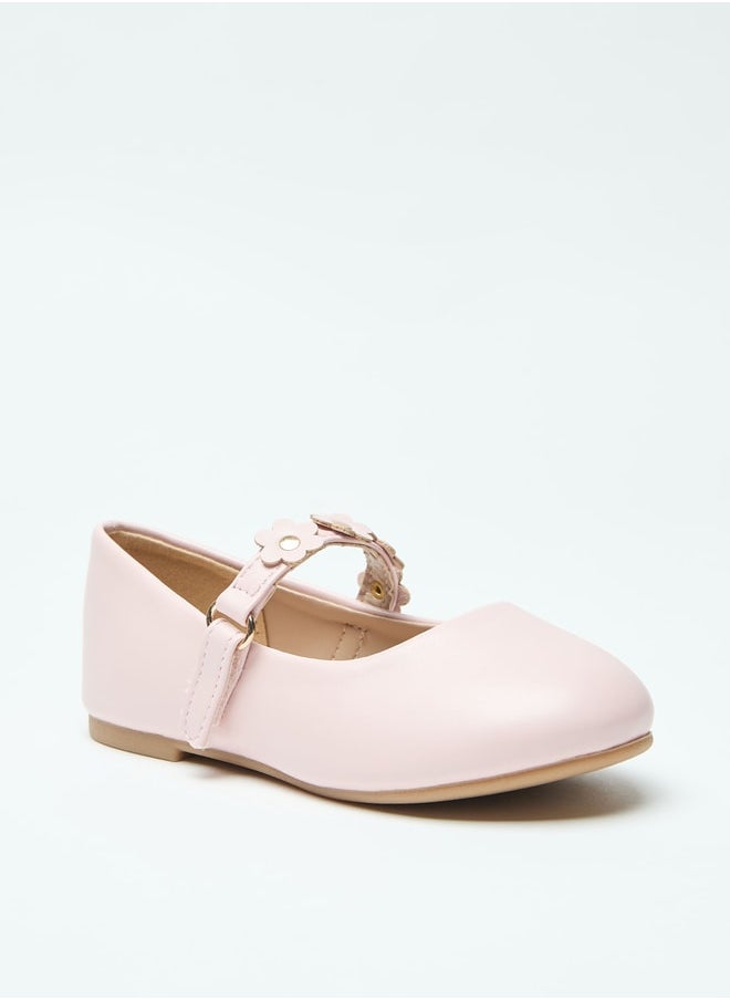 Flora Bella By Shoexpress Flower Accent Ballerina Shoes with Hook and Loop Closure  - Image 1