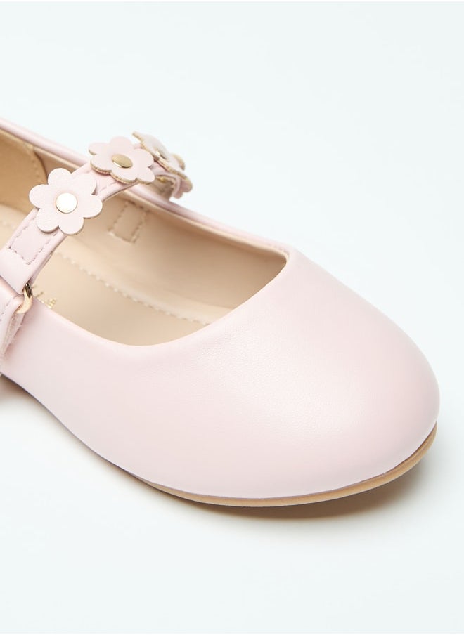 Flora Bella By Shoexpress Flower Accent Ballerina Shoes with Hook and Loop Closure  - Image 5