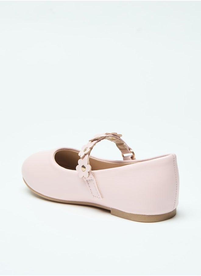 Flora Bella By Shoexpress Flower Accent Ballerina Shoes with Hook and Loop Closure  - Image 2
