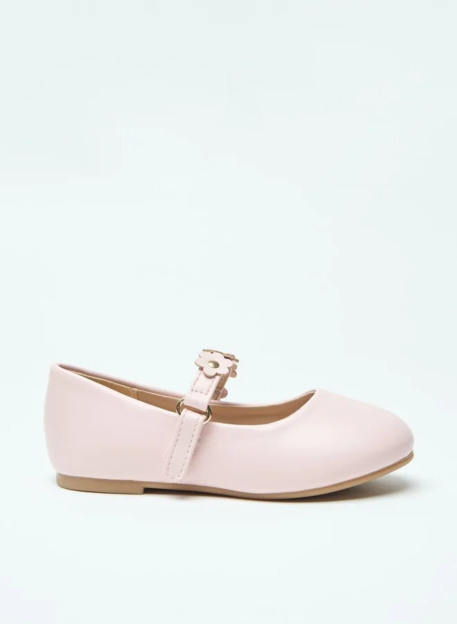 Flora Bella By Shoexpress Flower Accent Ballerina Shoes with Hook and Loop Closure